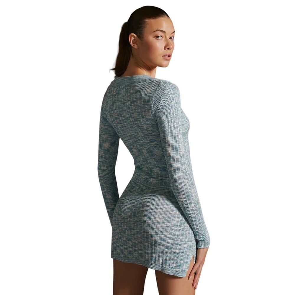 L*Space Aria Blue Ribbed Knit Long Sleeve Mini Dress S NWT - Picture 7 of 7